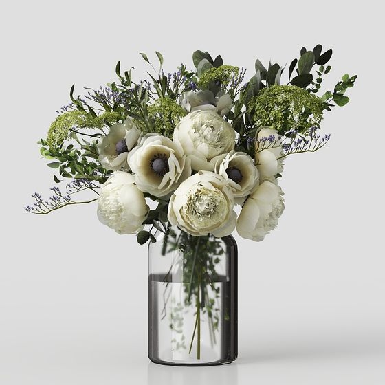 Spring Bouquet Low-Poly High-Detail 3D Model