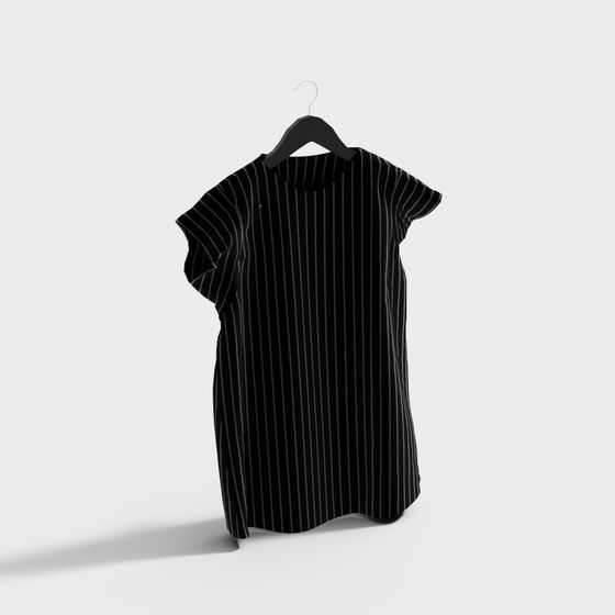 Elegant Black Striped Dress 3D model