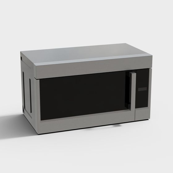 Minimalist Gray Microwave 3D model for Modern Interiors