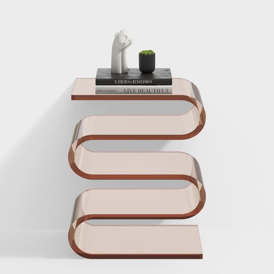 Sleek Curved Bookshelf 3D model