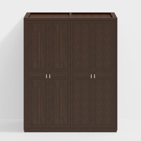 Elegant Four-Door Wardrobe 3D Model