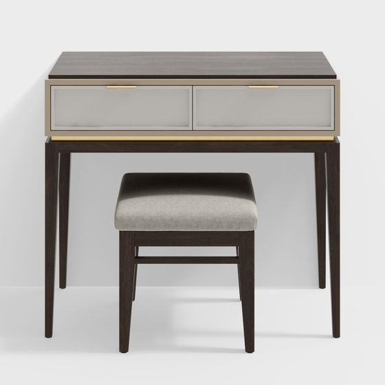 Elegant Low-Poly Dressing Table 3D model