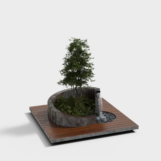 Urban Oasis Low-Poly 3D Model