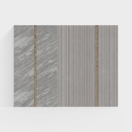 Elegant Marble & Wood Panel 3D model