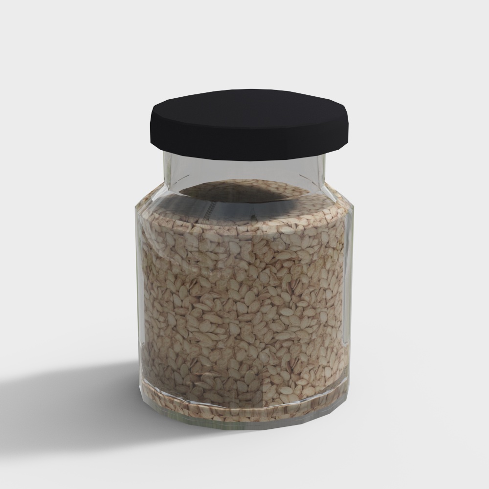 Realistic Glass Jar 3D model with Pumpkin Seeds