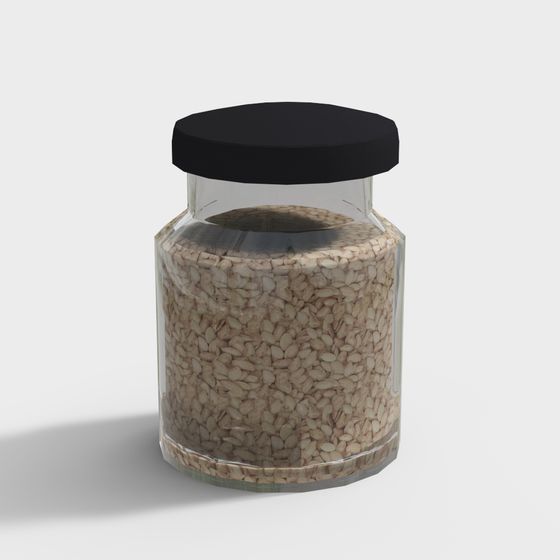 Realistic Glass Jar 3D model with Pumpkin Seeds