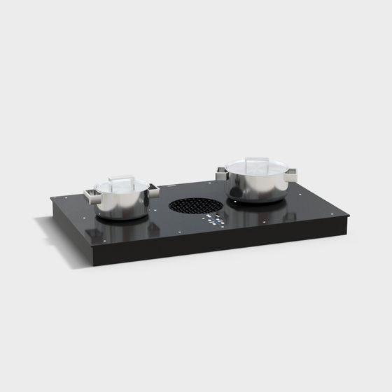 Elegant Low-Poly Gas Stove 3D Model for Modern Kitchens