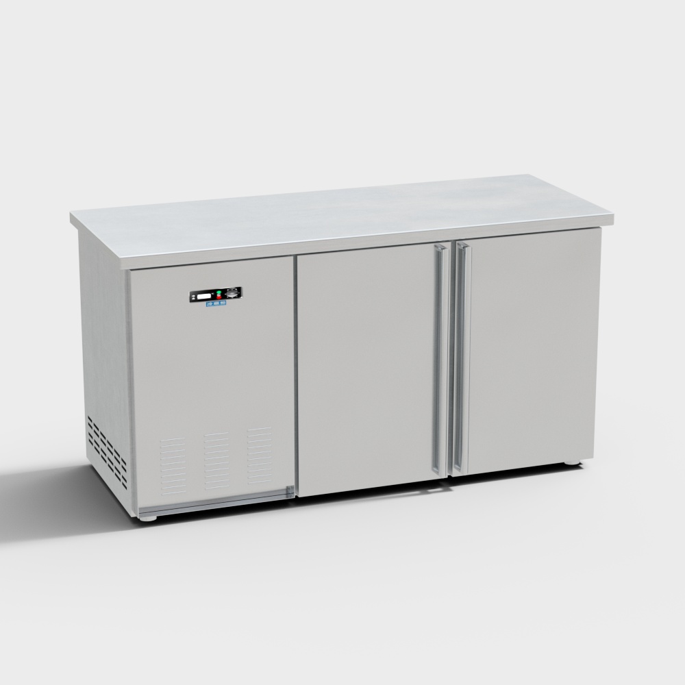 Sleek Stainless Steel Refrigerator 3D model