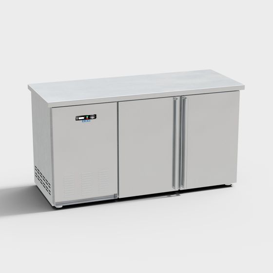 Minimalist Stainless Steel Refrigerator 3D model