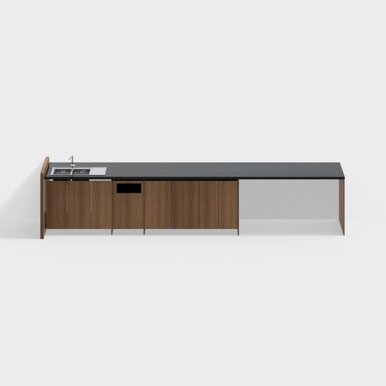 Sleek Minimalist Kitchen Island 3D model