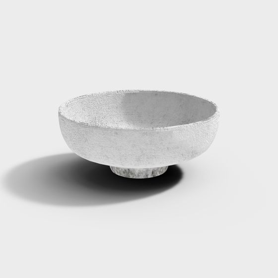 Realistic Low Poly Concrete Bowl 3D Model