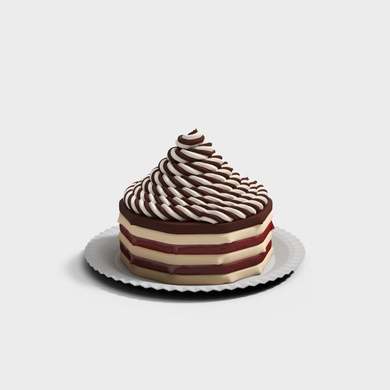 Realistic Chocolate Cream Cake 3D model