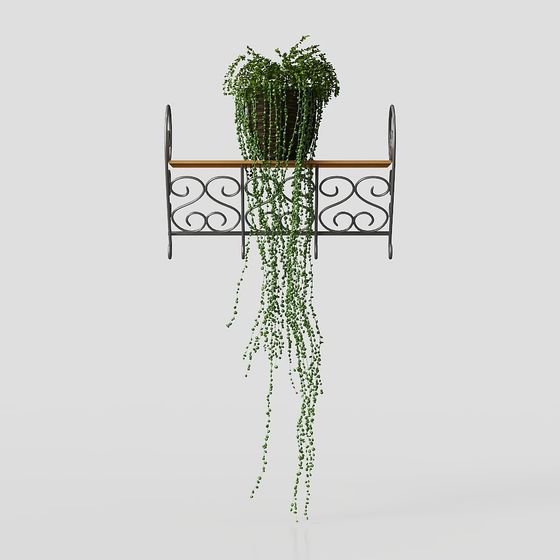 Chic Wall-Mounted Flower Rack 3D model for Modern Spaces