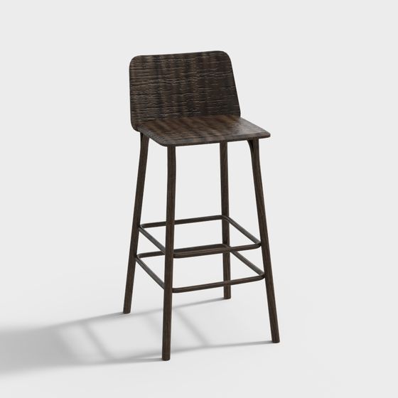 Elegant Low-Polygon Bar Stool 3D model for Modern Spaces