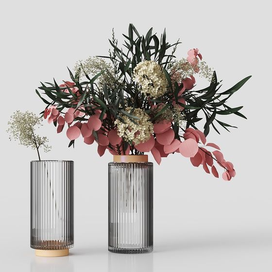 Glass Vase with Flowers 3D model