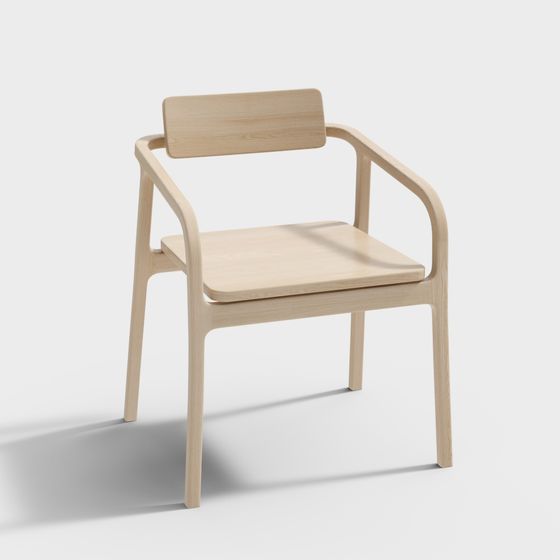 Elegant Wooden Chair 3D model for Interiors