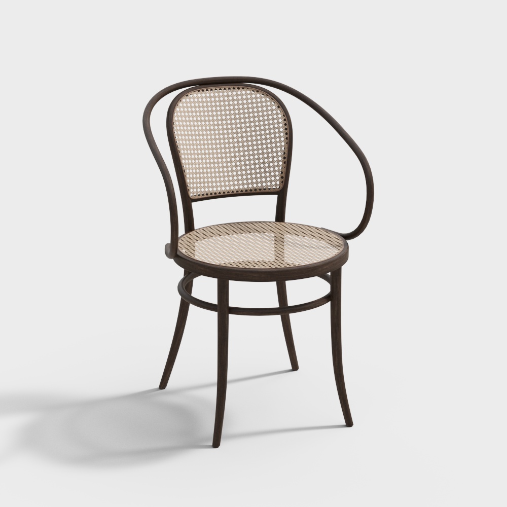 Vintage Rattan Chair 3D Model – Classic Weaving Design