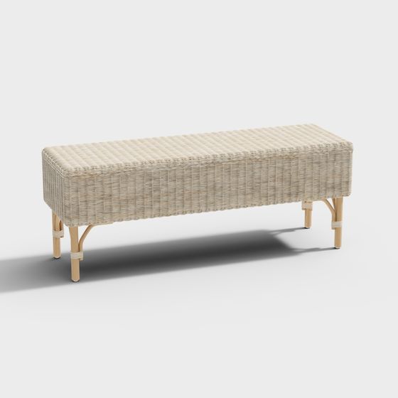 Stylish Rattan Bench 3D model