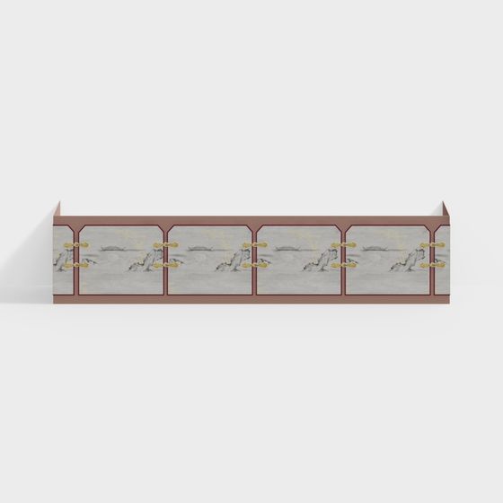 Elegant Ancient Style Folding Screen 3D model