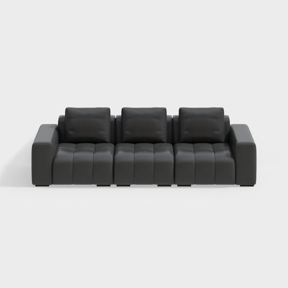 Dream Lily Big Black Bull Three-Seater Sofa 3D Model