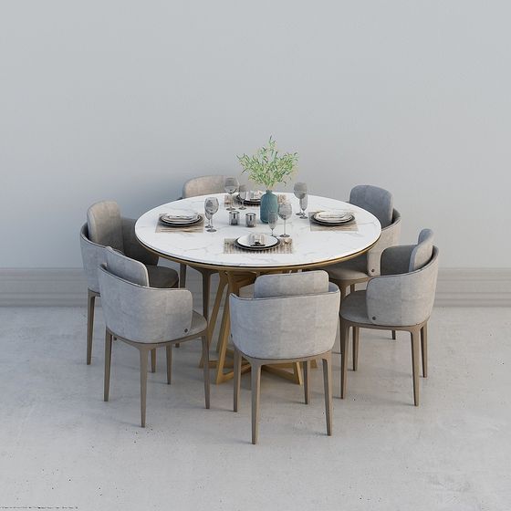 Elegant Dining Table Set 3D model