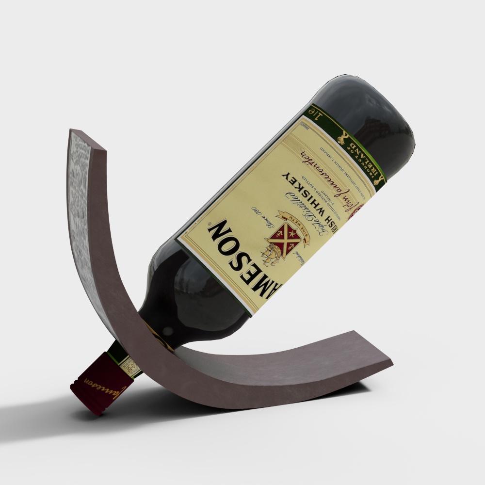 Elegant Whiskey Bottle Rack 3D Model – Low-Poly Design