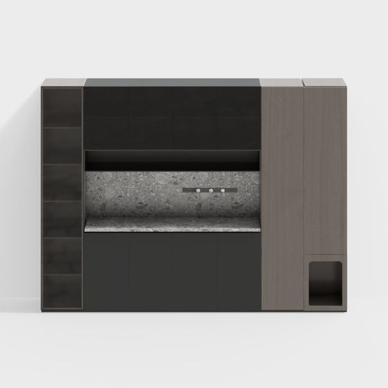 Gray Dining Room Sideboard 3D Model