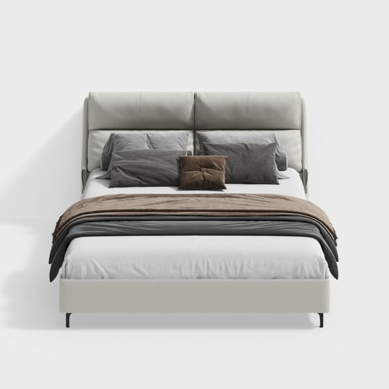 Modern Minimalist Leather Bed 3D model