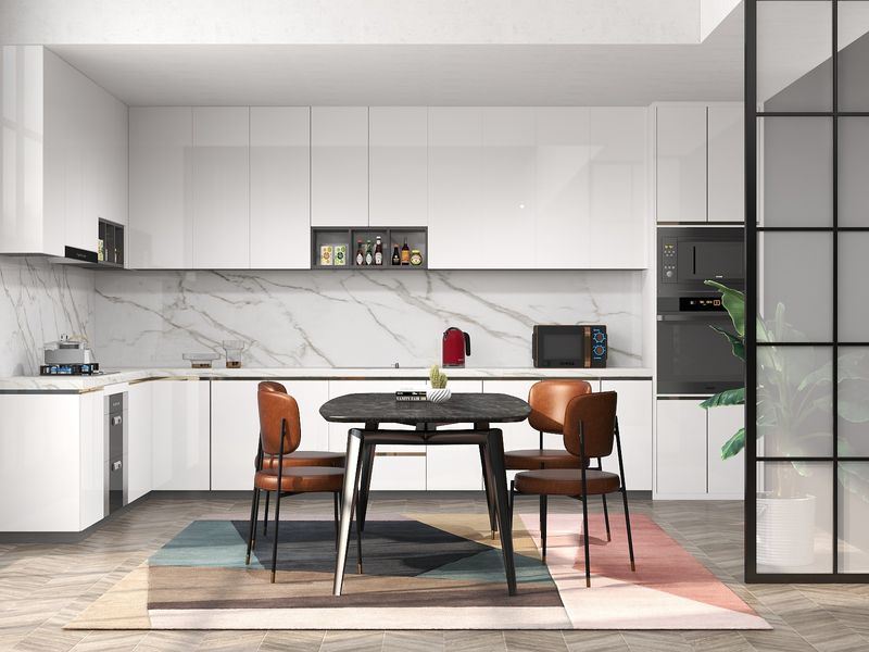 Modern Studio Kitchen & Dining with Warm Touches
