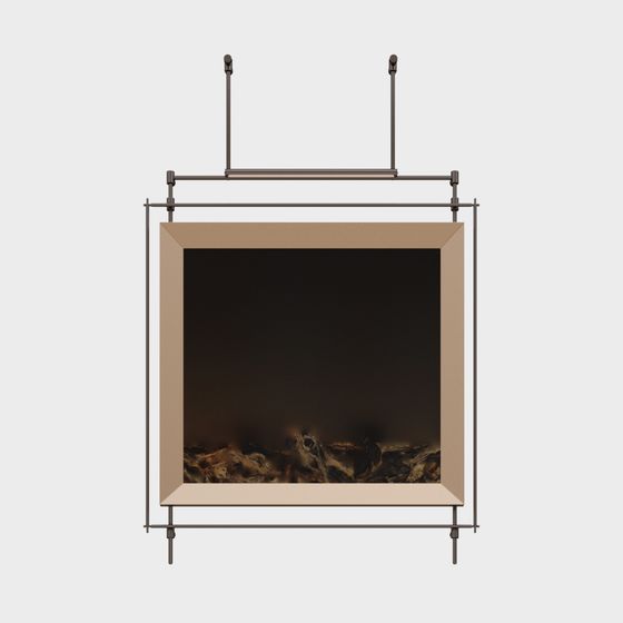 Stylish Suspended Fireplace 3D model