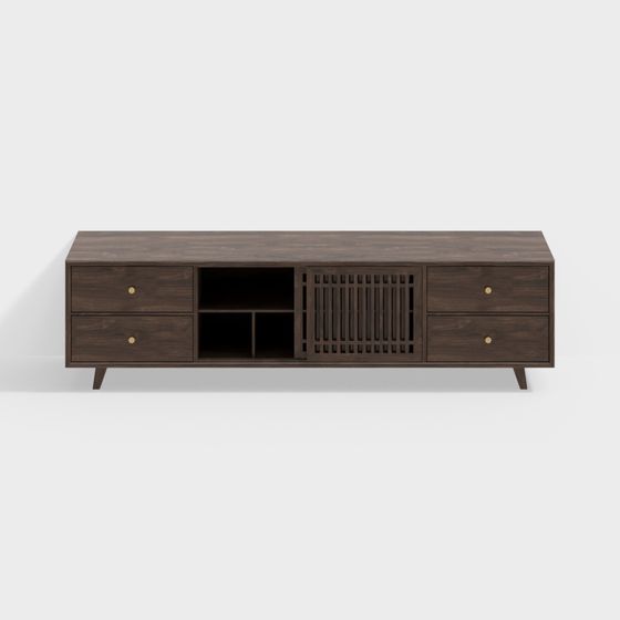 Elegant Low-Poly TV Cabinet 3D model