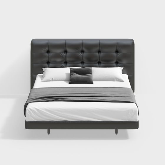 Elegant Low-Poly Bed 3D model for Modern Interiors