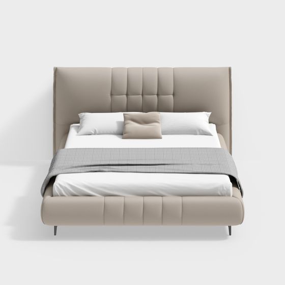 Elegant Minimalist Bed 3D model for Modern Interiors