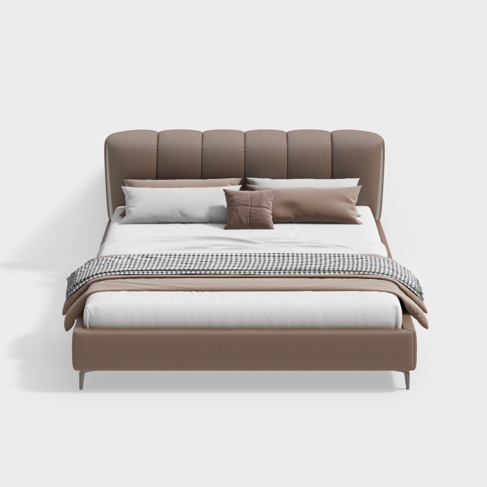 Urban Comfort Bed 3D Model – Leather & Metal Design