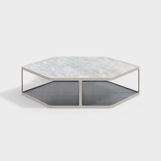 Stylish Hexagonal Marble Coffee Table 3D model for Creative Spaces