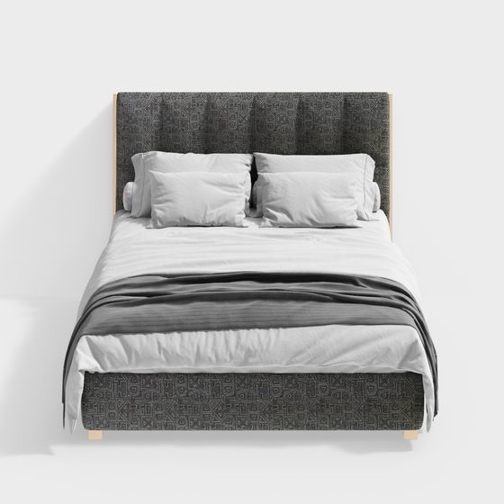 Elegant Low-Polygon 3D Bed Model for Modern Interiors