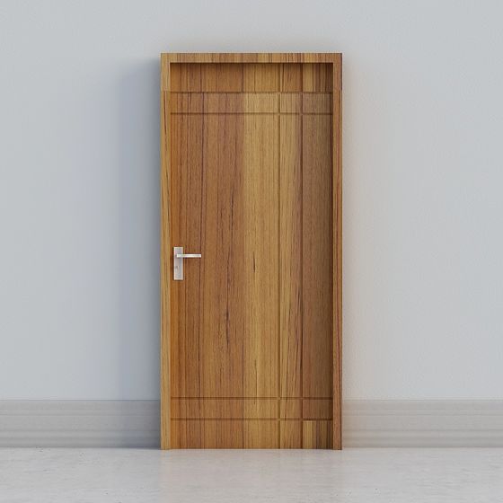 Chic Low-Poly Wooden Door 3D model for Interiors