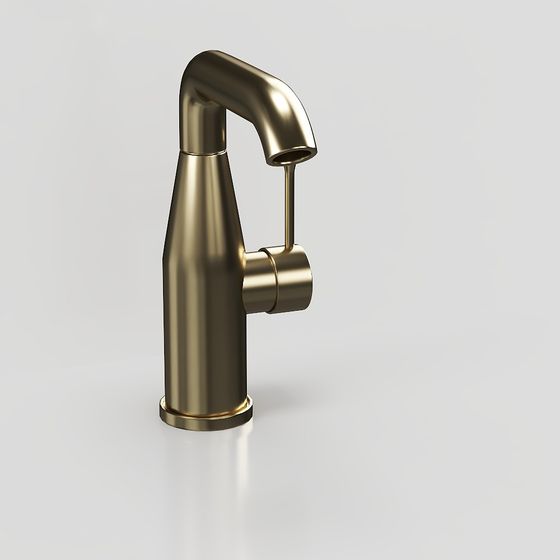 Elegant Golden Faucet 3D model for Modern Interiors
