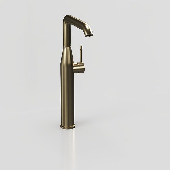 Stylish Low-Poly Golden Faucet 3D model for Modern Interiors