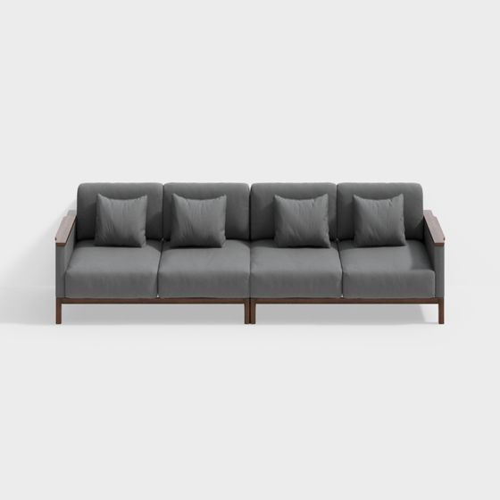 Stylish Low-Poly Gray Sofa 3D model