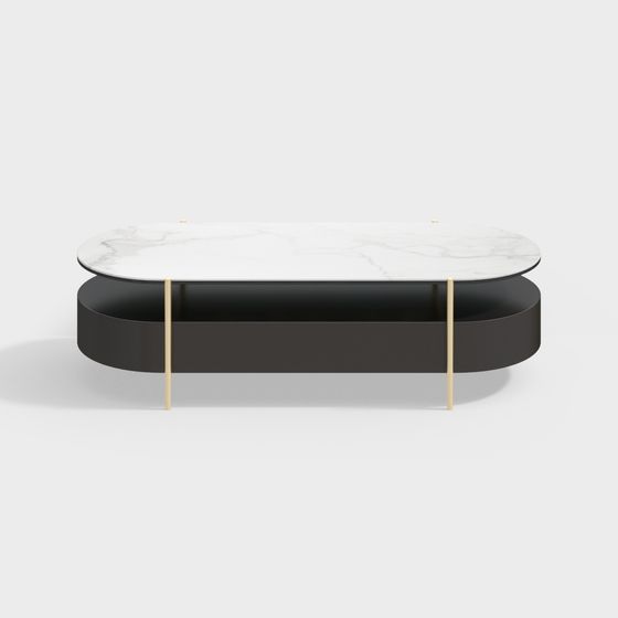 Elegant Oval Marble Coffee Table 3D model