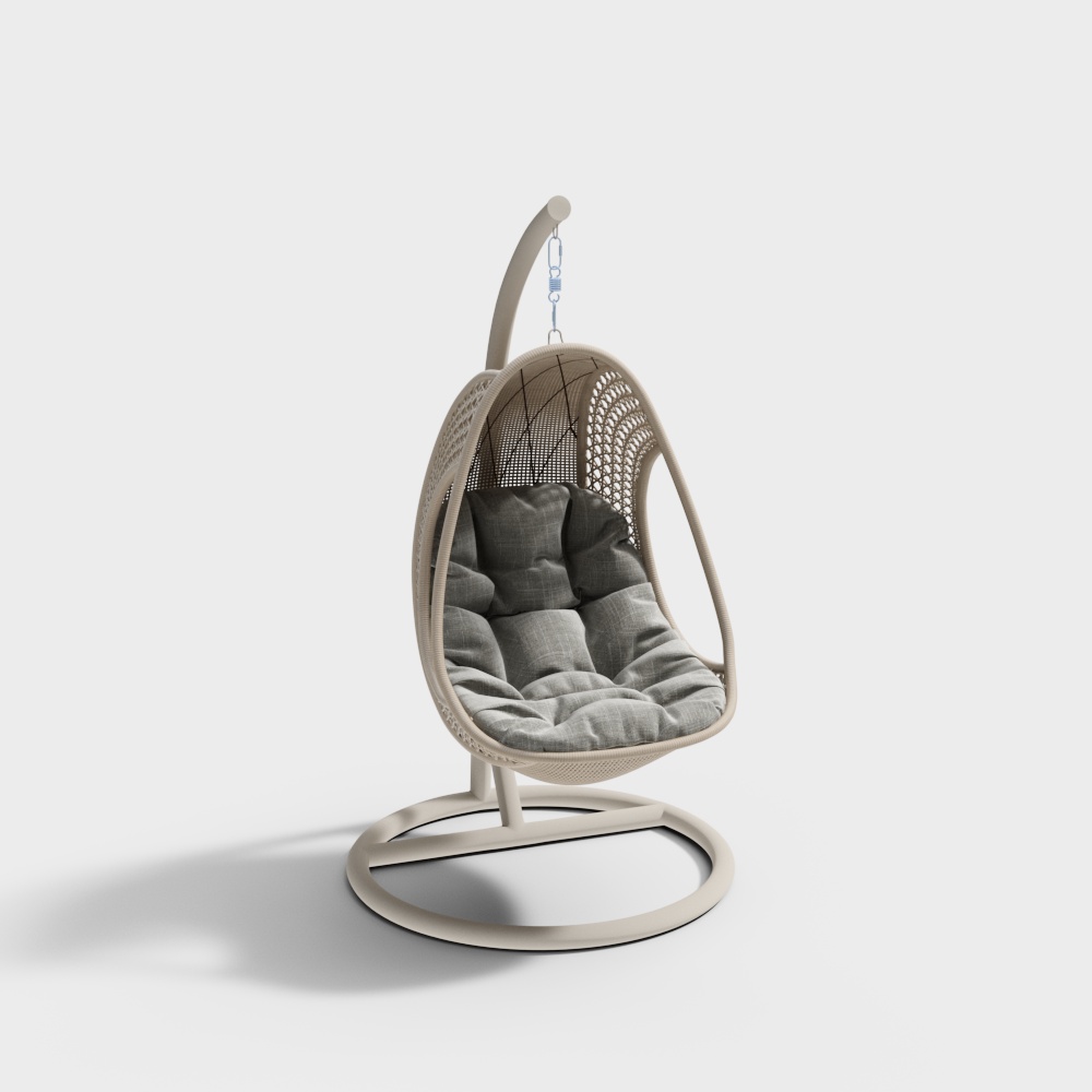Minimalist Hanging Chair 3D Model – Sleek Metal and Leather