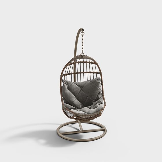 Elegant Hanging Basket Chair 3D model for Modern Spaces