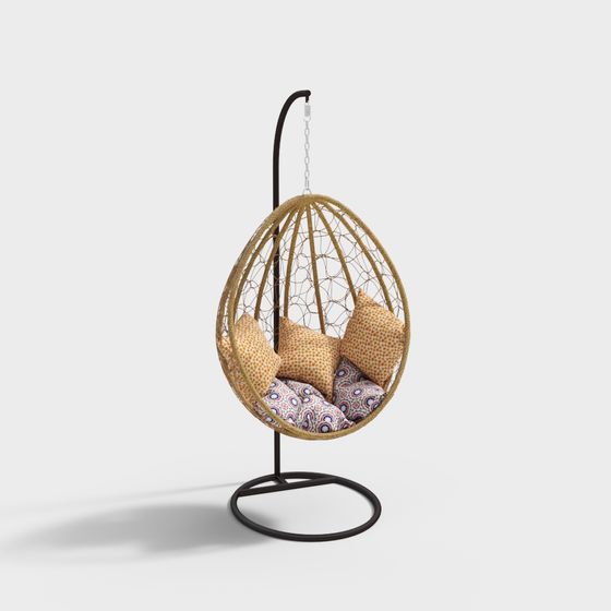 Artistic Hanging Basket Chair 3D model