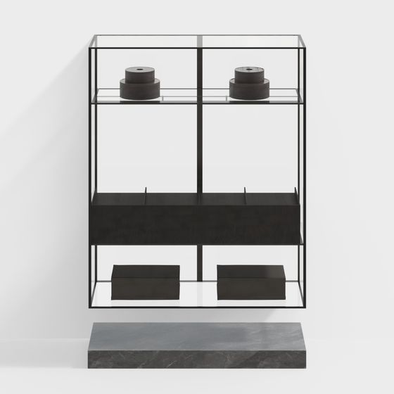 Sleek Glass Display Cabinet 3D model