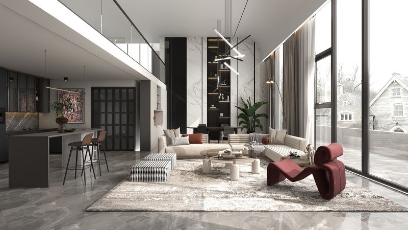 Modern Living Room with Open Layout