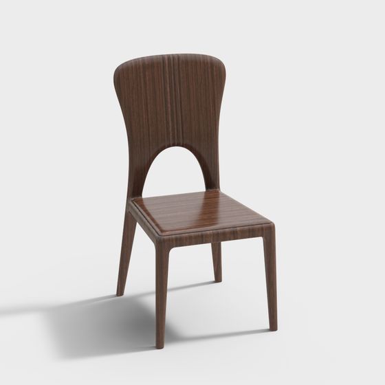 Streamlined Wooden Chair 3D model
