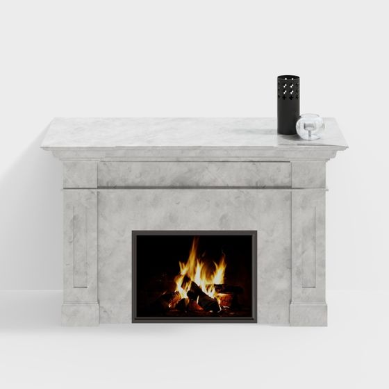 Stylish Marble Fireplace 3D model for Contemporary Spaces