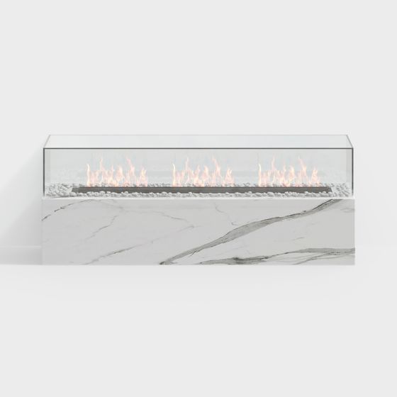 Elegant Marble Fireplace 3D model for Modern Interiors