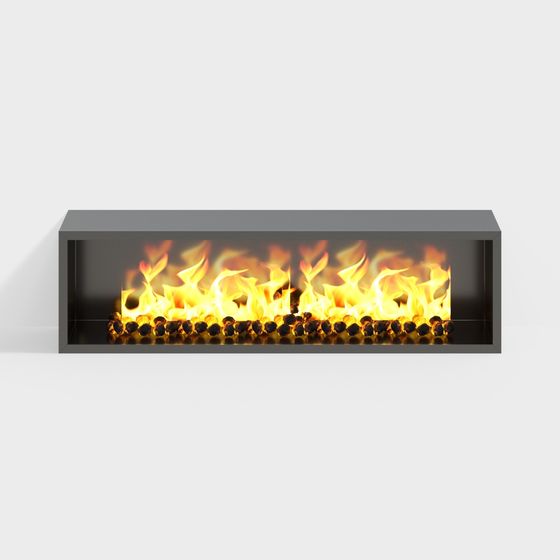 Contemporary Wall-Mounted Fireplace 3D model